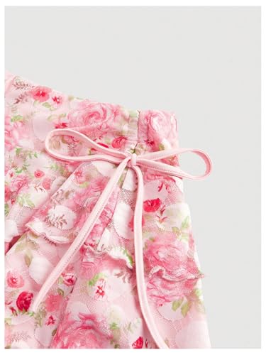 Women's Drawstring Bow Side Mini Skirts Tiered Layer Ruffle Elastic Waist Y2K Coquette Short Skirts4