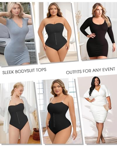 Image of Full Body Shaper for Women Open Crotch Shapewear Plus Size Girdle Belly Shapewear Body Shaper Strapless