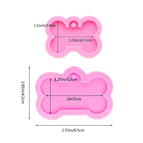 Nifocc DIY Hundemarke Schlüsselbund Silikonform mit Löchern Anhänger Harzformen für DIY Schmuck Basteln Handwerk - (Klein und groß) 4 Stk