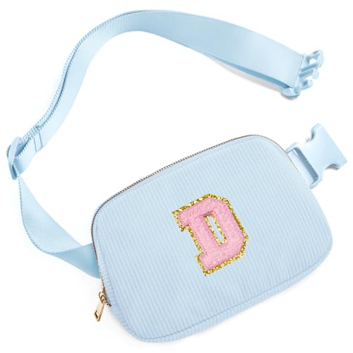 Image of Gitus Birthday Gifts for 10 11 12 13 14 15 16 Year Old Girls Personalized Gifts for Women Initial Fanny Pack Crossbody Bag Belt Bag Cute Preppy Stuff for Teen Girls Teenage Girl Gifts (Icing Blue-D)