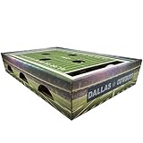 NFL Dallas Cowboys Football Stadium Cat Scratcher Find & Play Box With 2 Jingle Bell Balls - Game Day Toy, Field Felt Scratcher, Play and Lounge Stimulating Game