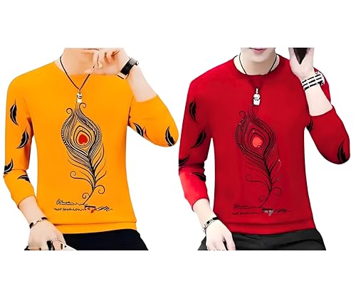Image of Men Round Neck Cotton Blend Stylish Printed T-Shirt