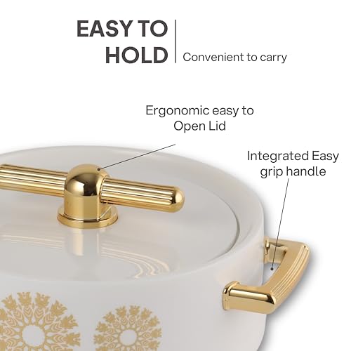 Image of CELLO Jewel NX Insulated Casserole Set of 3 Pcs (500ml, 1000ml, 1500ml) White | Double Wall Insulated Hot Pot Case Keeps Food Hot & Warm for Long Hours, Casserole Hot Pot Set for Roti, Chapati, Rice