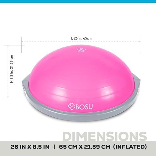 Image of Bosu Balance Ball Exercise Trainer, Home Gym Equipment w /Guided Workouts & Pump, 26 inch Inflatable Fitness Platform for Strength Training, Standing, Balancing, and Core Workout