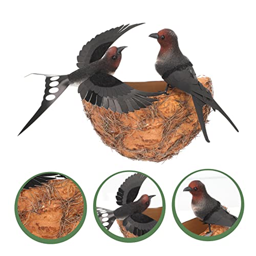 Hirondelle printanière et son nid décoratif pour balcon fleuri - 3