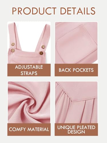 Image of Haloumoning Girls Overalls Kids Casual Sleeveless Wide Leg Jumpsuit Loose Rompers with Pockets 5-14 Years