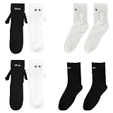 HFDONGL 4 pares de calcetines magnéticos divertidos con ventosa 3D muñecas, par de calcetines de amistad, calcetines de la mano en la mano, unisex, divertidos pares sosteniendo calcetines de manos