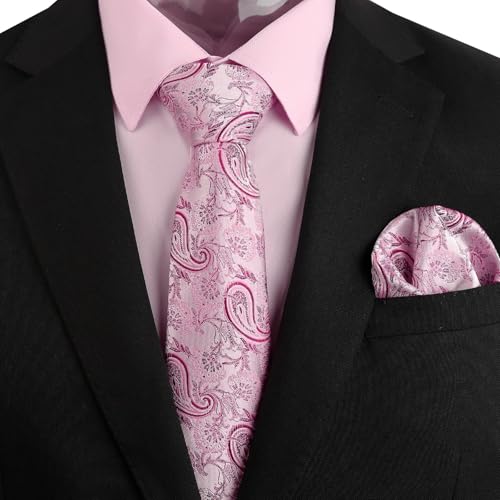 Image of Alizeal Mens 3 Pcs Long Sleeve Shirts Set | Pocket Square Necktie Perfect for Weddings Business Daily Wear