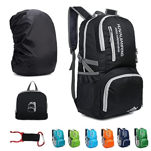 Lywencom Hiking Backpack,30l sporty lightweight folding waterproof ultralight backpack for outdoor camping picnic hiking (Black)