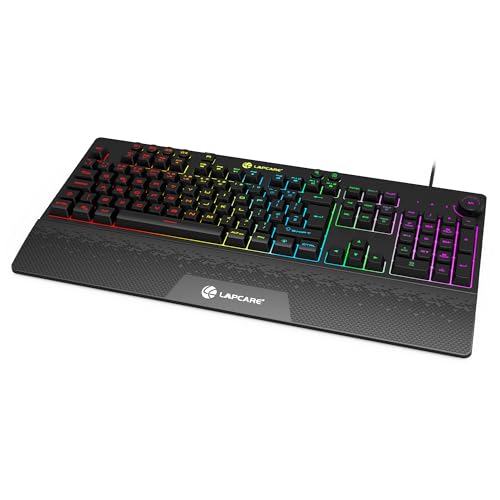 Image of Lapcare Thunder USB Gaming Keyboard, LIGHTSYNC RGB Backlit Keys, Spill-Resistant, Anti-Ghosting, Customizable Keys, Dedicated Multi-Media Keys - Black (LGK-111)