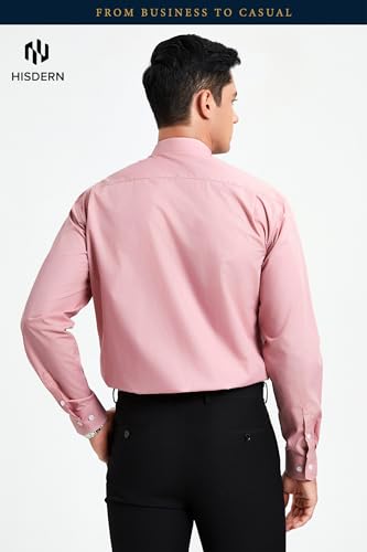Image of HISDERN Mens Dress Shirts Long Sleeve Button Down Casual Shirts for Men Inner Contrast Formal Business Tuxedo Wedding Shirt