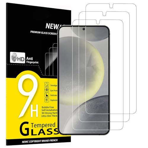 NEW'C 3 Packs, Glass Film for Samsung Galaxy S24 Plus / S24+ Tempered Glass Screen Protector Film No Float, Super Durable 9H Hardness, Bubble Free