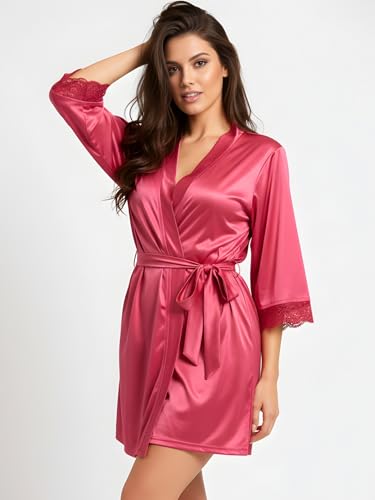 Image of Xs and Os Women Satin Short Nighty Babydoll Nightwear Robe