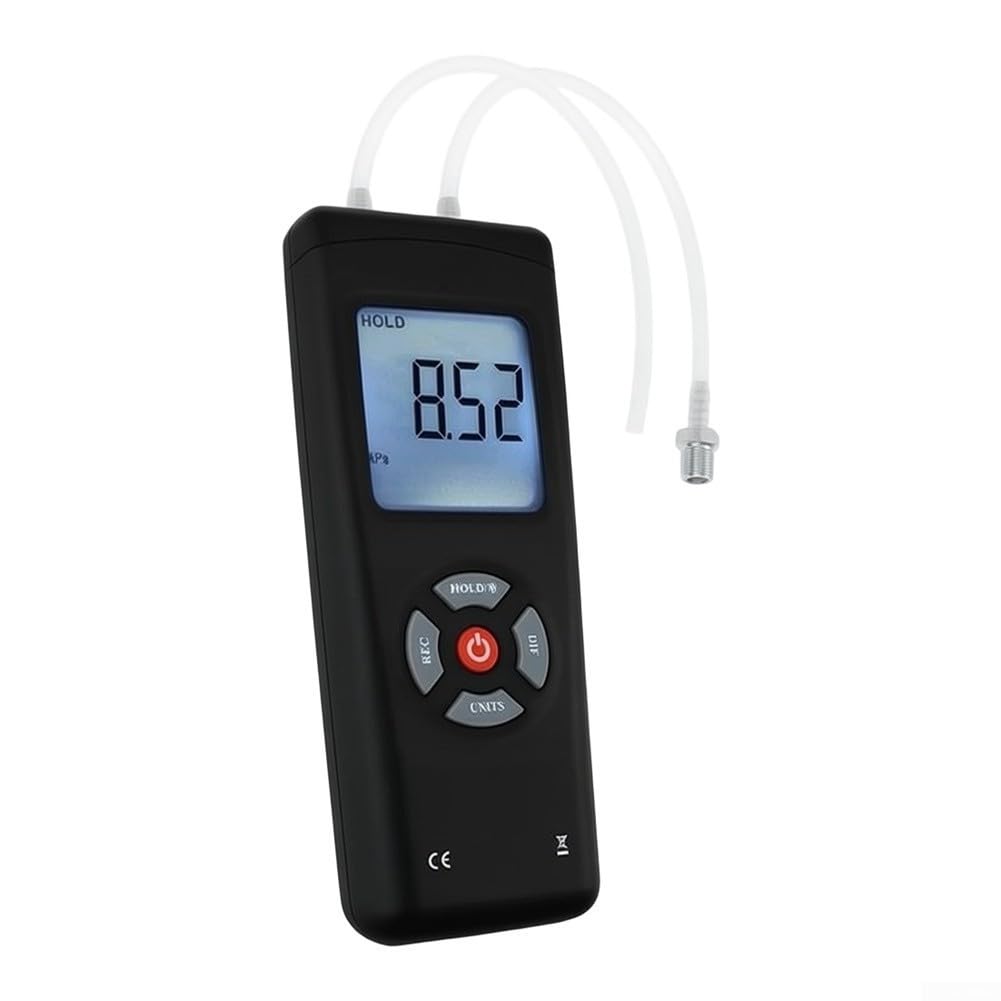 Misuratore di pressione del gas a vuoto portatile con display digitale con funzione di retroilluminazione per ventilazione aria condizionata e diagnostica del sistema a gas, nero
