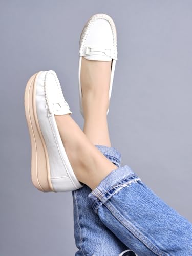 Image of Shoetopia Women's White Sandals - Stylish Slingback Slip-On Bally || Bow Design, Comfortable Casual & Party Footwear