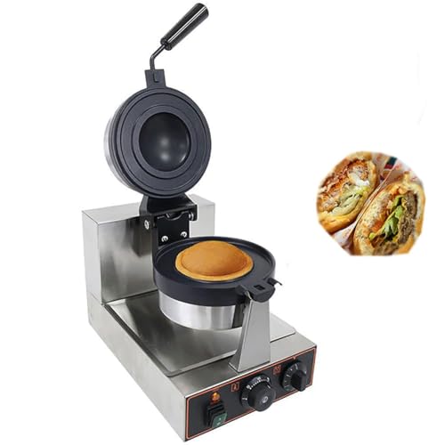 Electric Burger Waffle Maker, 1300W Non Stick Press Hamburger Machine, Ice Cream Waffle Baker Machine, Temperature& Time Control, for Home Kitchen Breakfast