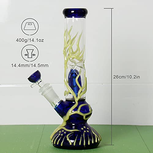 Glasbong mit Percolator ,Glas Wasser Bong mit 14.4 mm Schliff, Leuchten im Dunkeln Glassic Eisbong Set, Rohre Pipe… – Bild 3