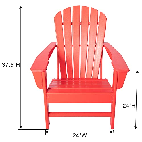 Luckyberry Hdpe Plastic Resin Classic Outdoor Adirondack Chair For Patio Deck Garden,Backyard & Lawn Furniture (Red) #TOP2