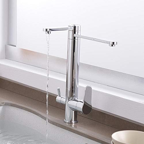 Grifo de cocina de 3 vías con caño giratorio y doble maneta para agua purificada 4