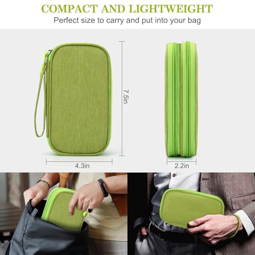 Image of FYY Travel Cable Organizer Pouch Electronic Accessories Carry Case Portable Waterproof Double Layers All-in-One Storage Bag for Cord, Charger, Phone, Earphone Green