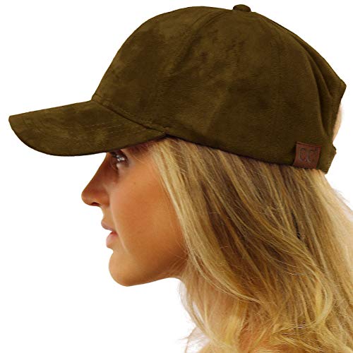 Everyday Faux Suede 6 Panel Solid Suede Baseball Adjustable Cap Hat Olive