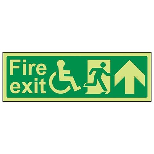 Wheel Chair Fire Exit With Text Arrow Up - Acrylic Sign | VSafety - View #7