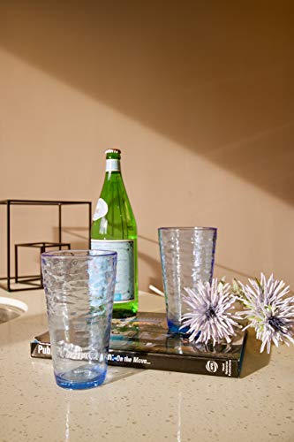 Klifa- Ripple- 22.5 Ounce, Set Of 6, Acrylic Highball Drinking Glasses Cups, Bpa-Free, Stackable Plastic Drinkware, Dishwasher Safe, Ocean Blue #TOP1