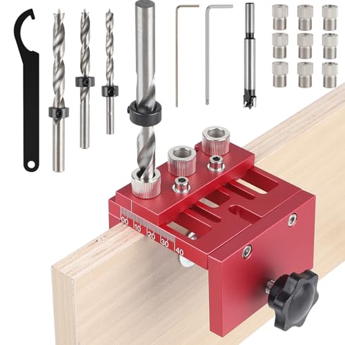 EFUTURETIME Juego de Plantillas de Taladrado Vertical 3 en 1, Plantilla de Espigas Ajustable de 6/8/10/15 mm, Plantilla de Clavijas para Taladrar y Realizar Conexiones de Forma Rápida y Precisa