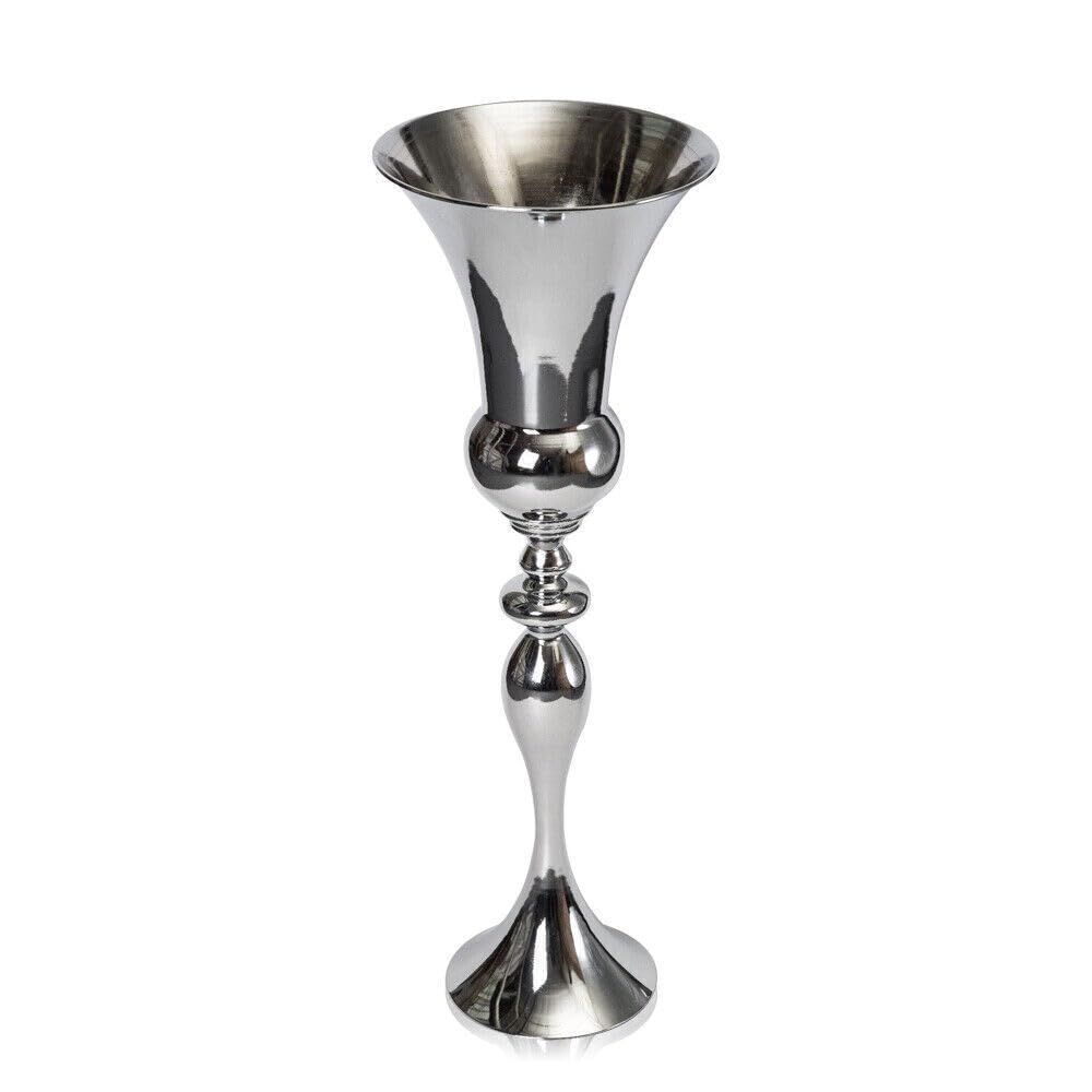 Flower Vase, Trophy Vase, Luxury Silver Aluminum Decorative Vase - Modern Large Floor Vase, Standing Vase, Iron Flower, Wedding, Large Stunning Decorative Vase,