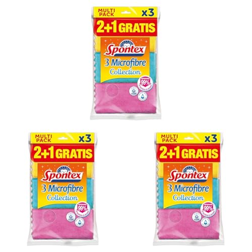 Spontex MF Collection 2+1 Bayeta de microfibras, Multicolor, 3 Unidad (Paquete de 3)