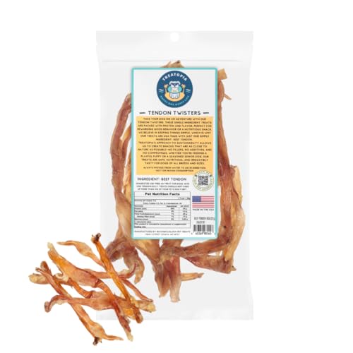 TREATOPIA 8 oz Mixed Beef Tendon Twisters Dog Treats - All-Natural for All Dog Sizes Healthy High Protein Made in The USA Joint and Teeth Health Nutritious No Additives No Fillers