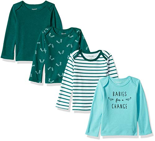 Hanes baby girls Ultimate Flexy 4 Pack Long Sleeve Crew Tees T Shirt Set, Greens, 12-18 Months US