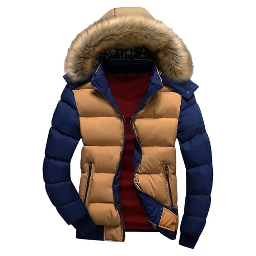 Manteau d'hiver matelassé pour homme veste à capuche en fourrure coupe-vent