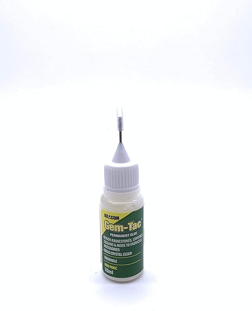 JP Arts & Crafts New 10ml Beacon Gemtec Adhesive with Crystal Needle for Applying Crystals, Rhinestones, Diamante, Diamonds, Crafts, DIY Projects and Fashion Accessories (1 Bottle), Clear,White