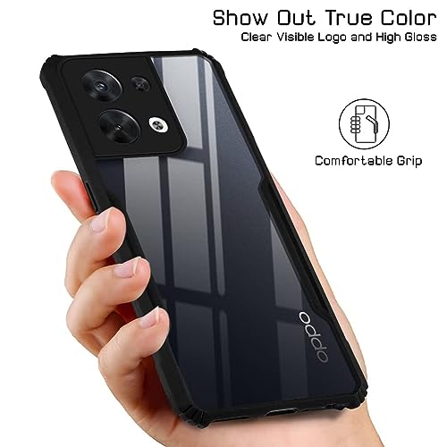 Image of Jkobi Back Cover Case for Oppo Reno8 5G | Reno 8 5G (Crystal Glass Back | Camera Protection | Shockproof | Professional Black)