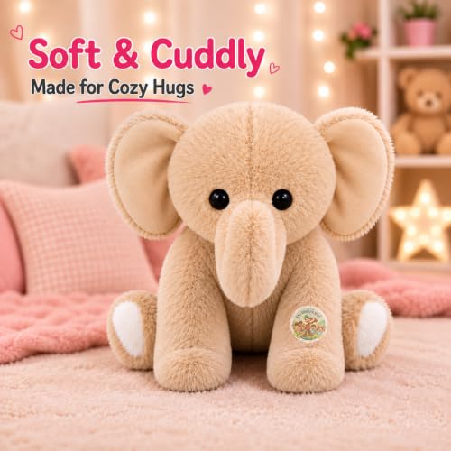 Image of Beige Elephant Soft Toy 25cm | Cute Plush Stuffed Toy