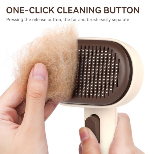 Image of Aumuca Cat Brushes for Indoor Cats Dog Hair Brush for Shedding Long or Short Haired Cats Grooming Deshedding Brush for Dog Kitten Horse Massage Removes Loose Fur, Brown
