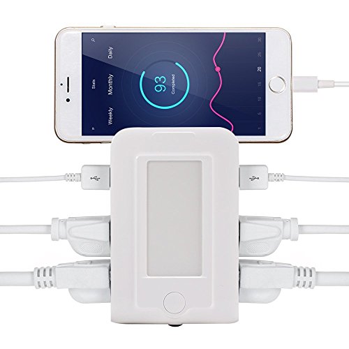 Finduat Wall Mount Charger Outlet With Dusk To Dawn Sensor LED Night Light, Surge-protected Power Socket Extender With 4 AC Outlet 2 USB Charging Ports for IPhone, Samsung, IPad, Phone Holder Slot - Thumbnail 5