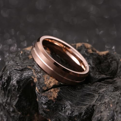 Image of King Will Tungsten Carbide Wedding Band for Men Women-6 /8 /10mm Width Multicolor Available with Grooved Center Wedding Ring Suitable for Work, Gym Comfort Fit Size 4-16