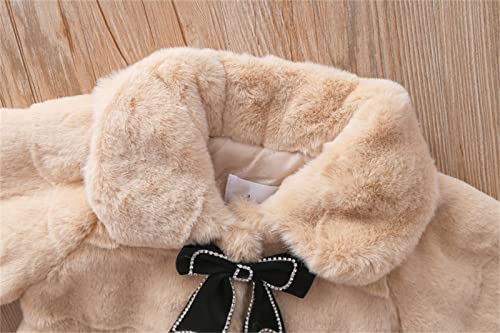 Baby Girls Faux Fur Cloak Coat Cute Winter Warm Comfy Furry Cape Jacket Cute Princess Fleece Outwear with Bowknot for Kids4
