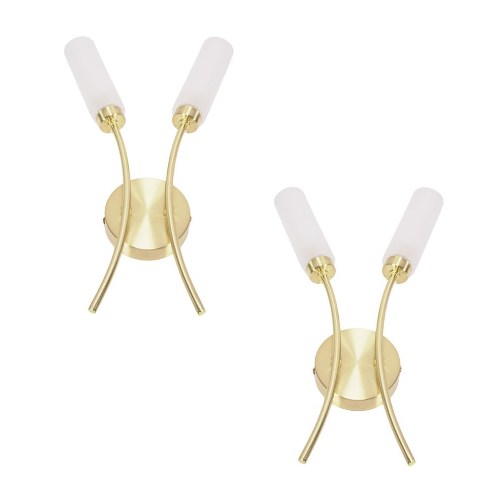ValueLights | 2 Way Curved Brushed Gold Wall Light Fitting | Wall Lamps & Sconces, Home Décor & Improvement Essential | Mains Wired