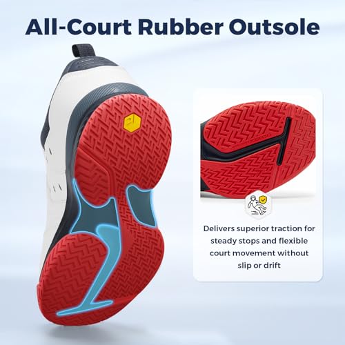 Image of FitVille Men's Wide Pickleball Shoes Non-Slip Court Tennis Sneakers for Men | TPU Torsion Stability, Archcore Energy Return Insole, Wide Toe Box, EVA Cushion, Breathable Mesh, Ankle Support for All Court