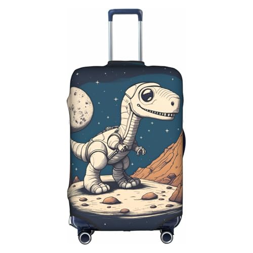 Funny Astronaut Dinosaur Rocke Print Travel Elastic Suitcase Luggage Baggage Cover Protector, Washable And Anti-Scratch