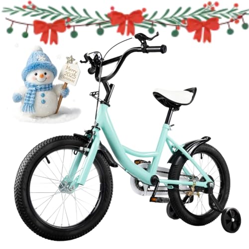 DAOHHFO 16 pulgadas bicicleta para niños y niñas de 5-8 años, altura ajustable con ruedas estabilizadoras