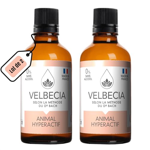 Fleurs de Bach Velbecia chien chat hyperactif élixir sans alcool pour calmer et apaiser
