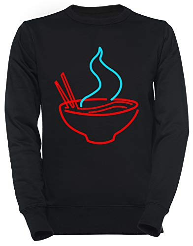 Luxogo Picante Ramen Tallarines Neón Unisexo Negro Sudadera Hombre Mujer Unisex Black Jumper Men's Women's