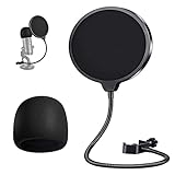 Filtro Pop de Micrófono con Doble Capa,Filtro antipop para micrófono,protector de sonido,El parabrisas de espuma se adapta al 99%de los micrófonos del mercado