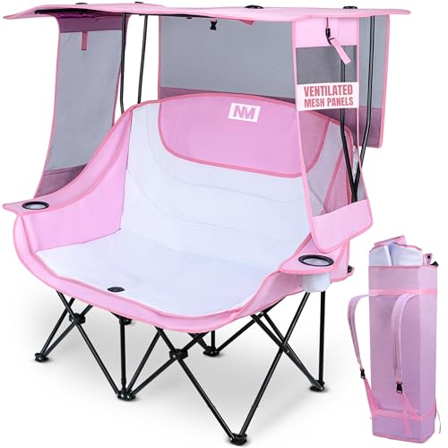 Silla doble de camping Night Market – Sofa de camping, silla doble plegable con dosel removible, loveseat portátil para exterior, playa y deportes miniatura 1