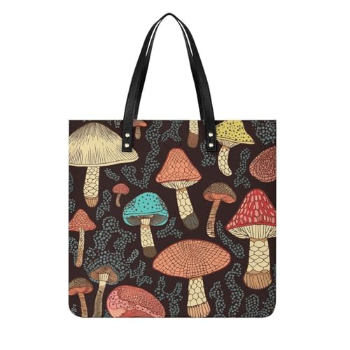 Sac fourre-tout champignons en cuir synthétique pour vos courses et sorties