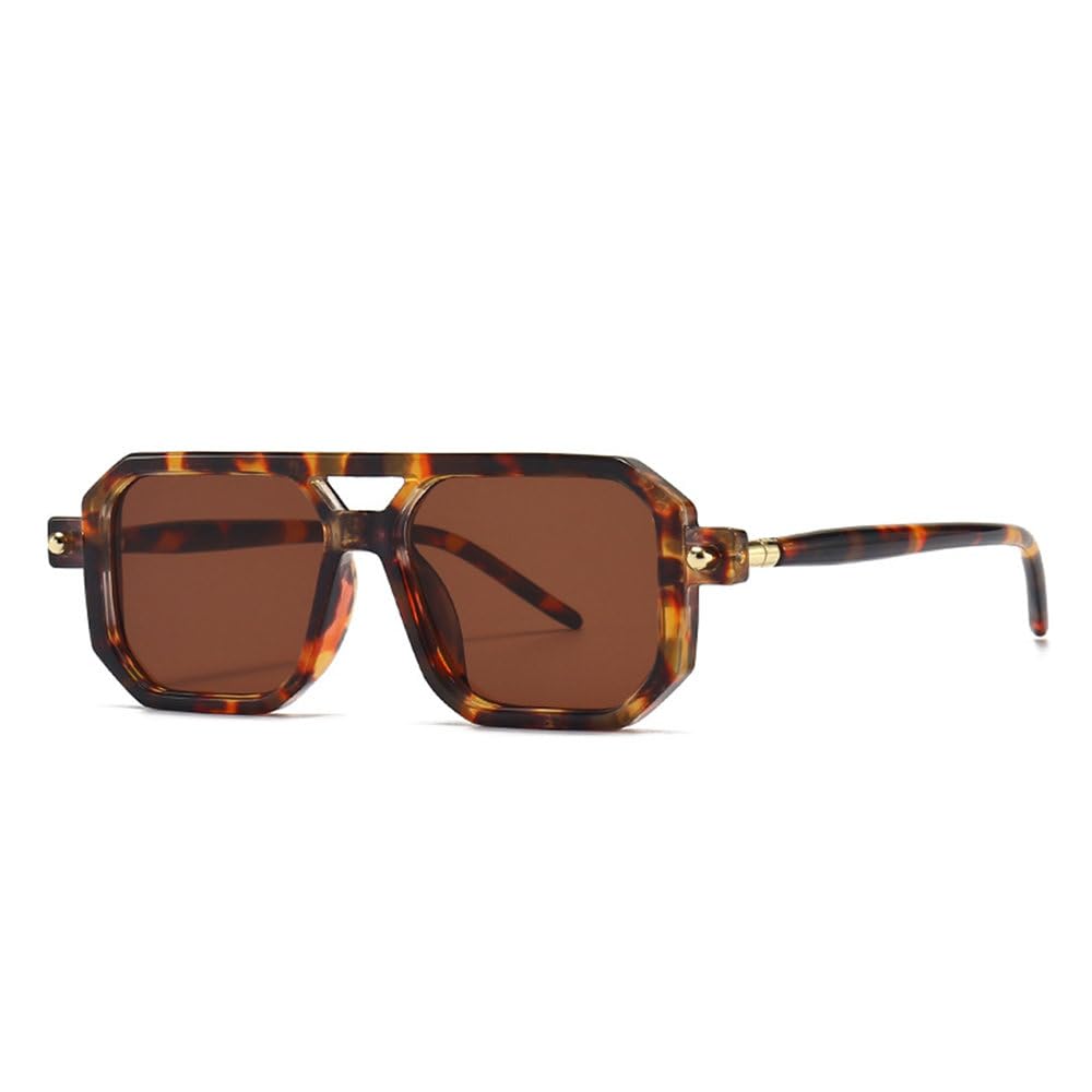 Occhiali da Sole Vintage con Montatura Leopardata da Uomo e da Donna, Occhiali da Sole retrò a Doppio Ponte